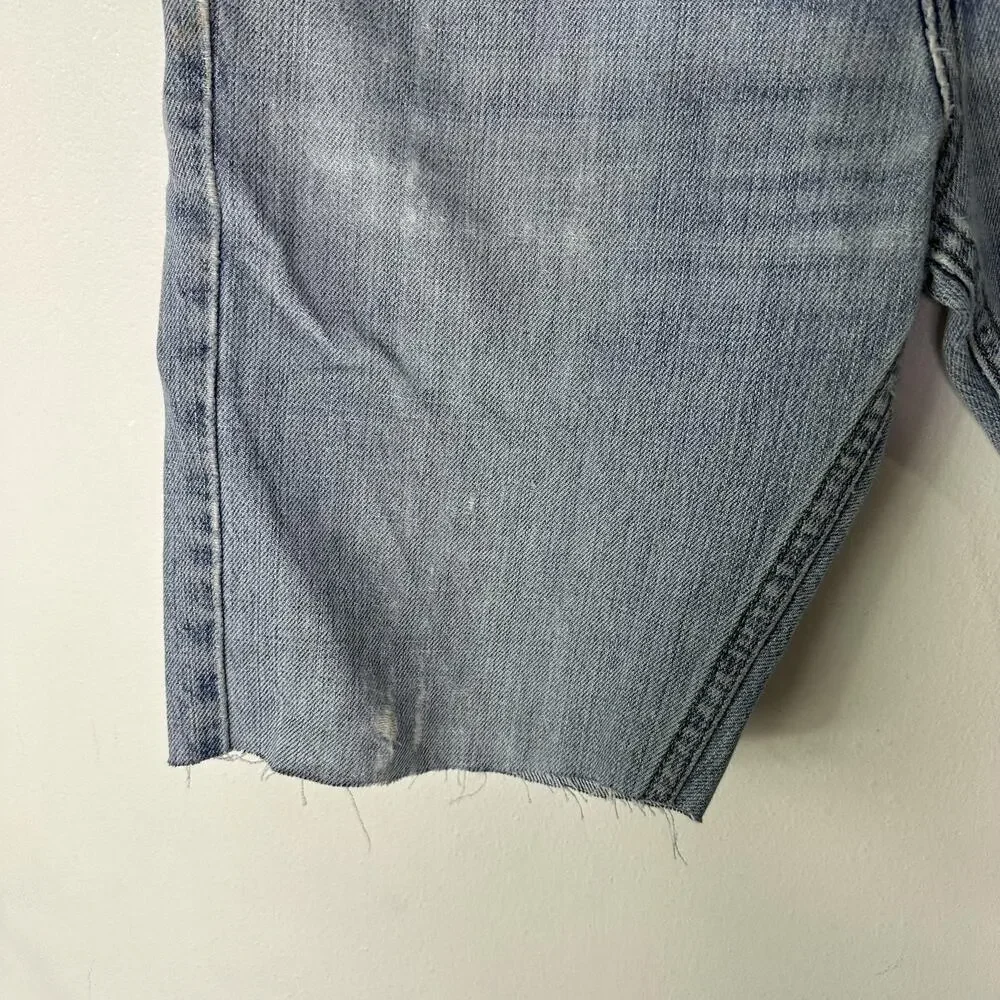 Levi Strauss Signature Shorts Men 32 Blue Faded Low Boot Distressed Denim Cutoff